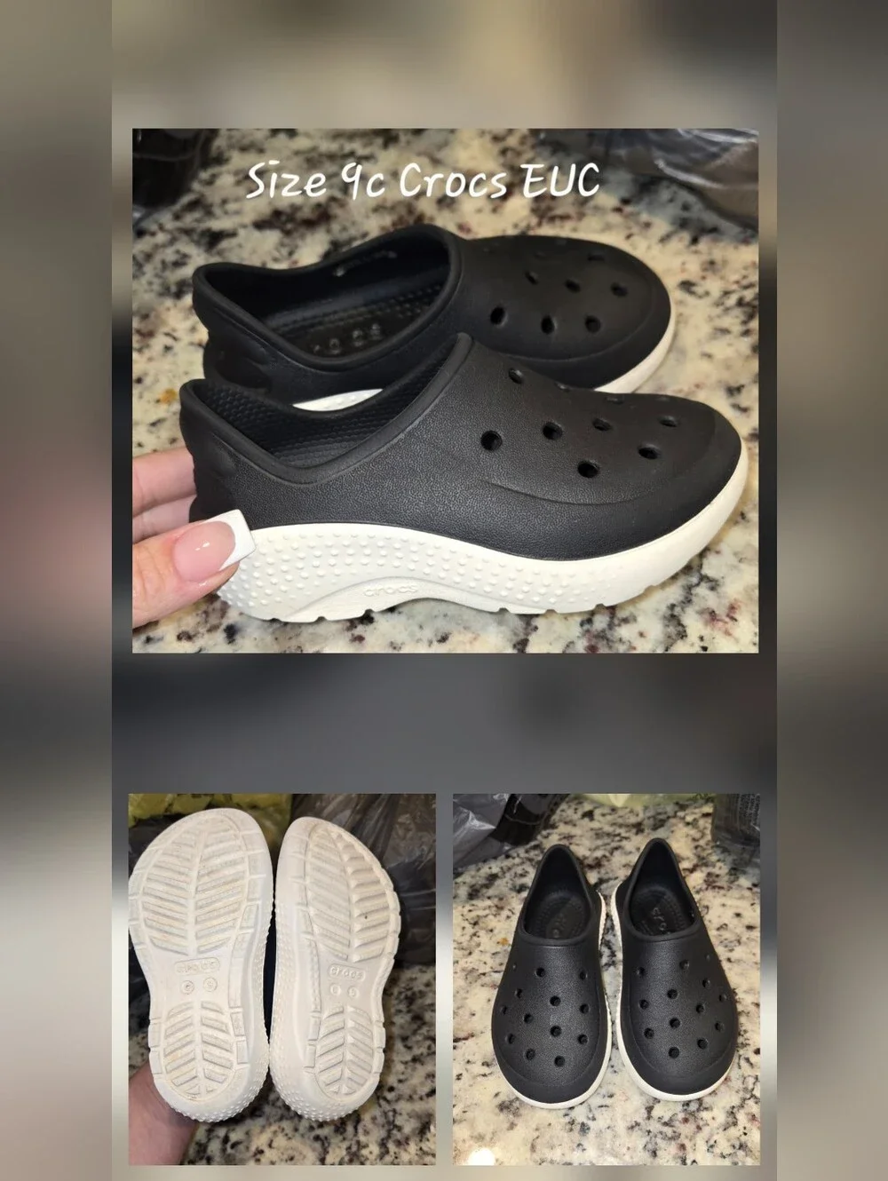 CROCS Black with White Sole Size 9c Toddler